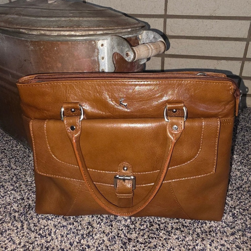 Ashwood Leather Cognac Brown Multi Compartment Professional Office Shoulder Bag